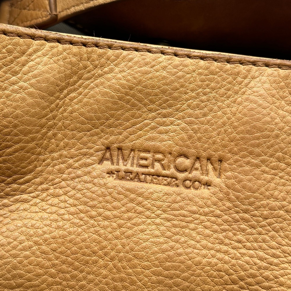 American Leather Co Lenox Tan Triple Entry Pebbled Leather Satchel Hobo Bag - Picture 2 of 13
